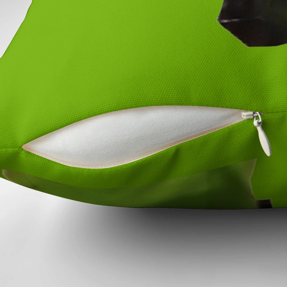 Pillow featuring the iconic Kermit the Frog meme holding a gun