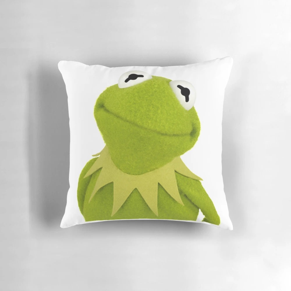 Kermit the Frog plush pillow in a vibrant green color