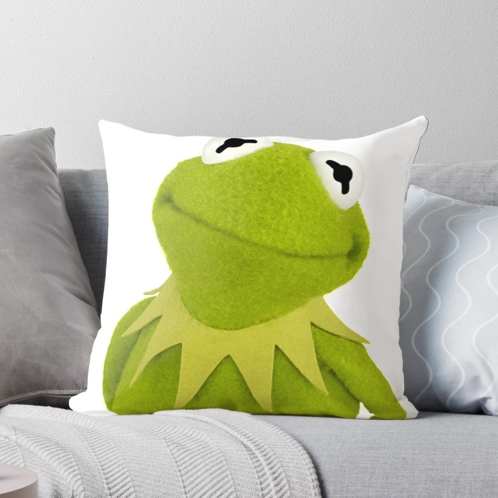Kermit the Frog plush pillow in a vibrant green color