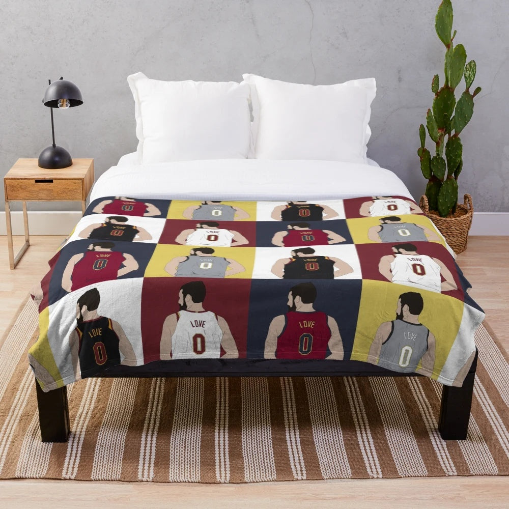 Kevin Love Inspired Grid Plush Blanket