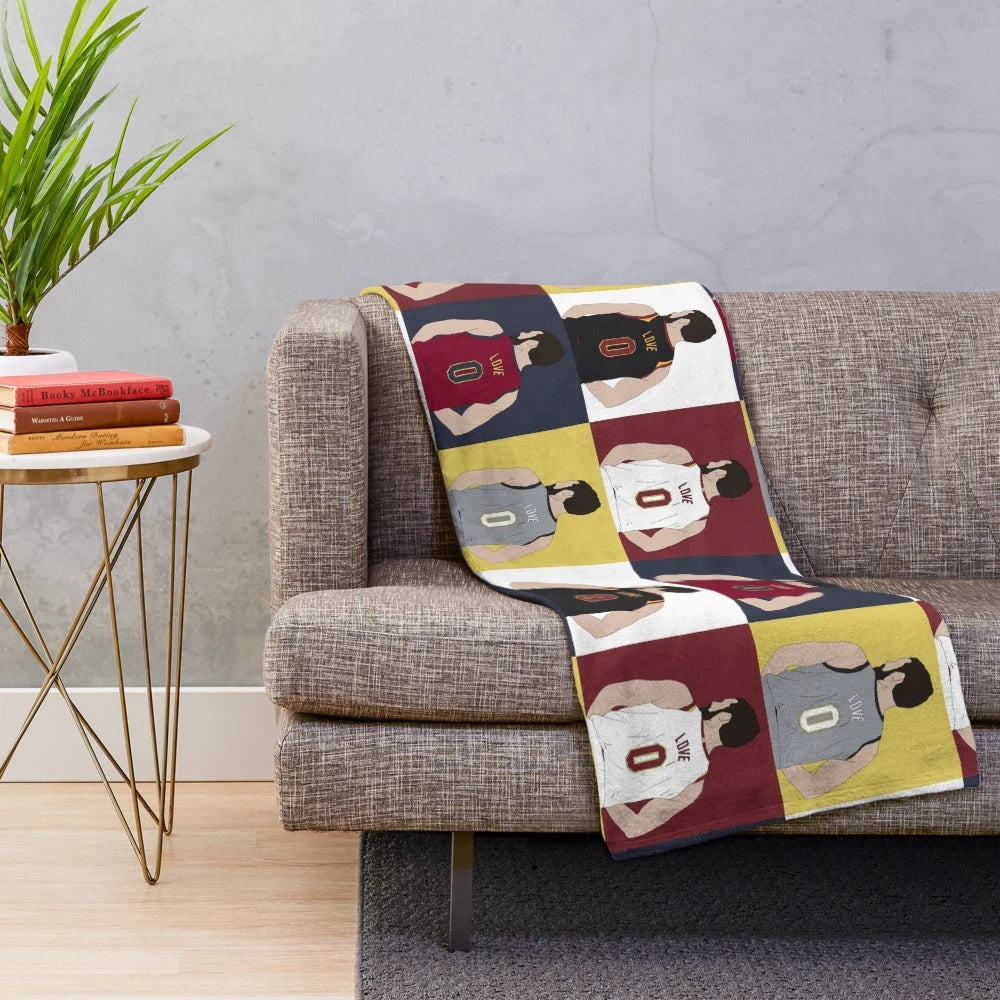 Kevin Love Inspired Grid Plush Blanket