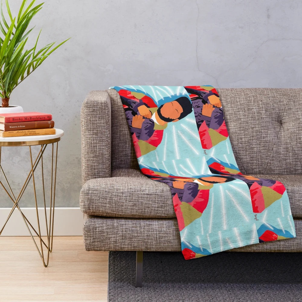 Soft and cozy plush blanket with Khalid-inspired design
