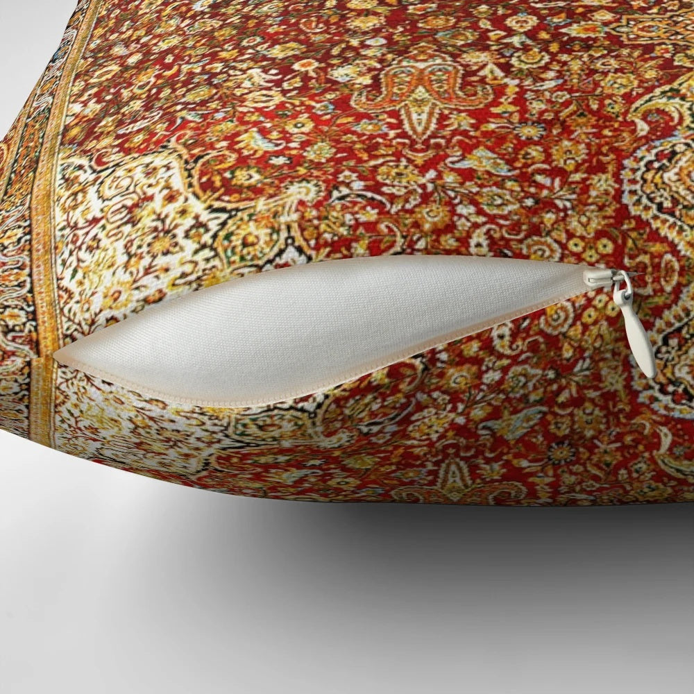 Khorasan-inspired antique Persian carpet print decorative pillow