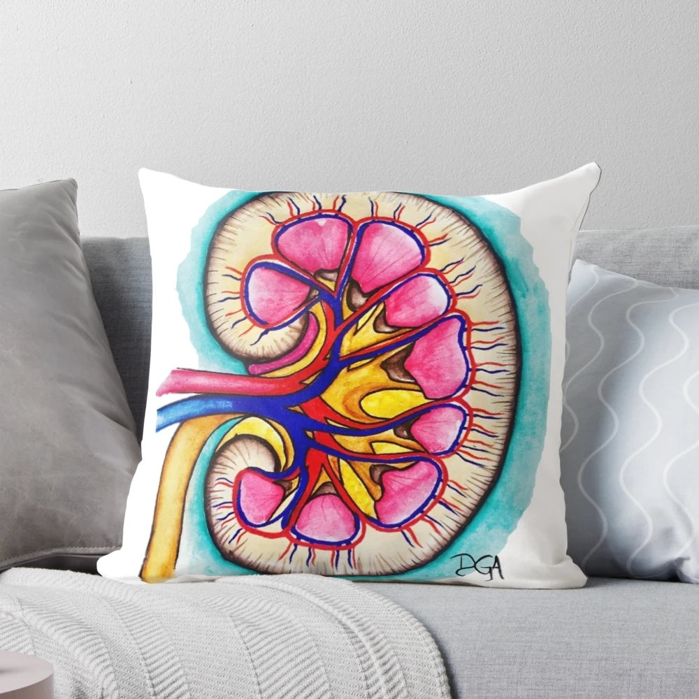 Kidney-shaped memory foam pillow for comfort and renal support