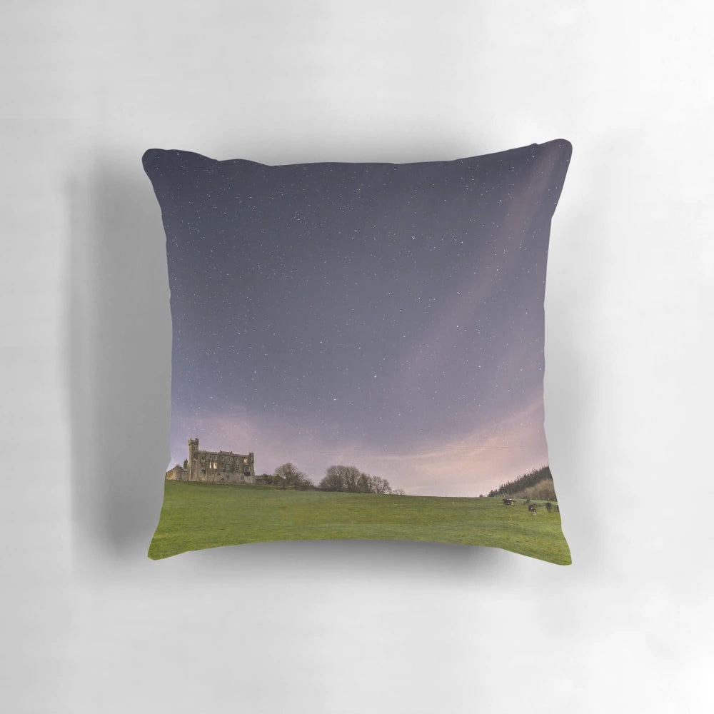 Kilbrittain Castle in West Cork, Ireland featured on a decorative throw pillow