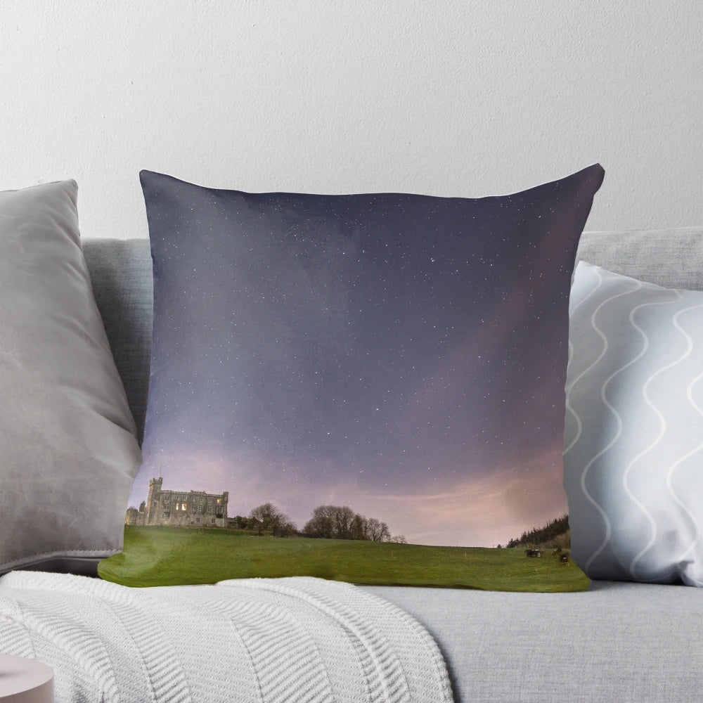 Kilbrittain Castle in West Cork, Ireland featured on a decorative throw pillow