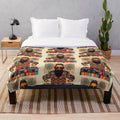 Kilim-patterned plush blanket with a modern, farmhouse-inspired design