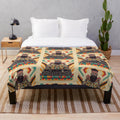 Kilim pattern plush blanket for modern home decor