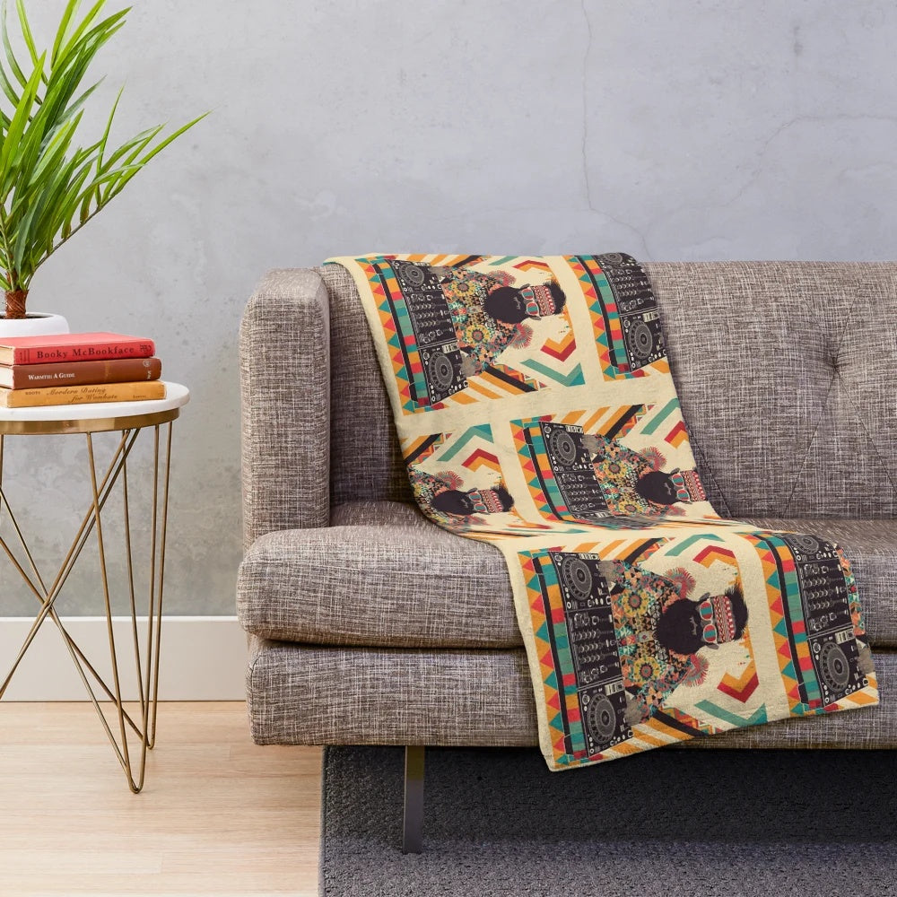 Kilim pattern plush blanket for modern home decor