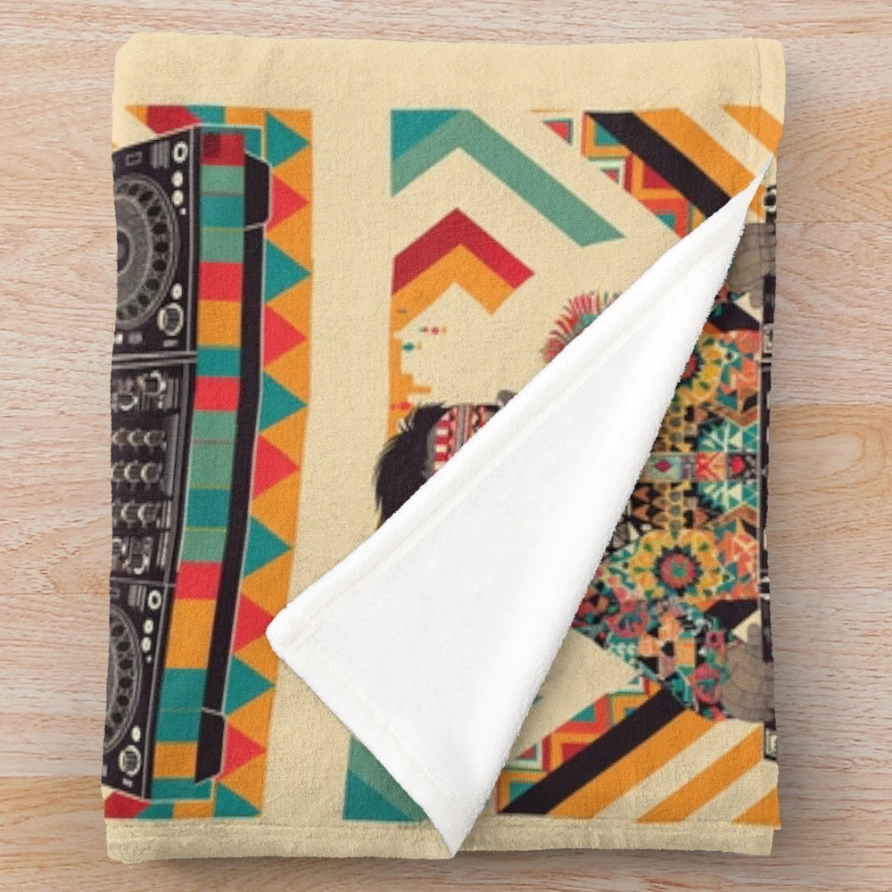 Kilim pattern plush blanket for modern home decor