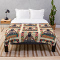 Kilim pattern plush blanket in a modern farmhouse style