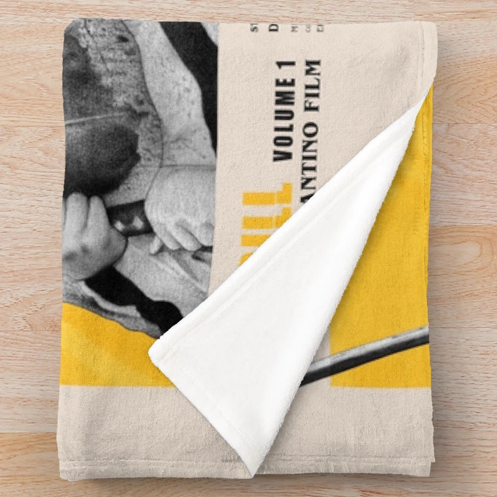 Kill Bill inspired plush blanket featuring movie poster artwork