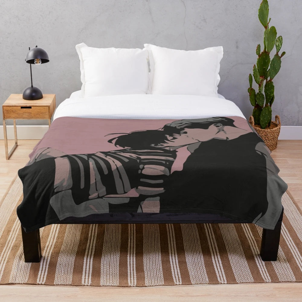 Killing Stalking inspired plush blanket featuring anime boys