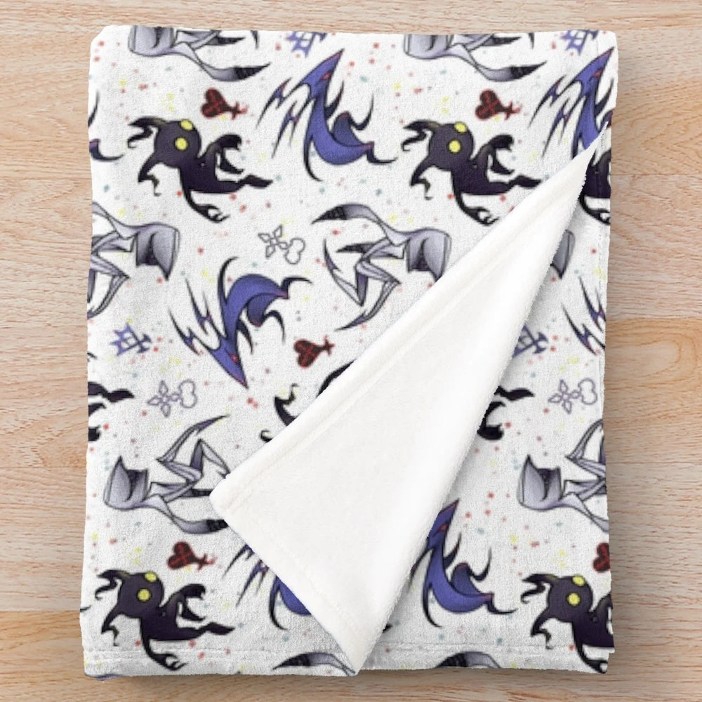 Kingdom Hearts Enemies Plush Blanket featuring heartless, nobodies, and unversed characters
