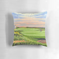 Kingsbarns Golf Course Scotland 9th Green Pillow featuring a scenic painting of the famous golf course