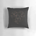 Kintsugi-inspired rose gold and metallic geometric pillow with heart-shaped design