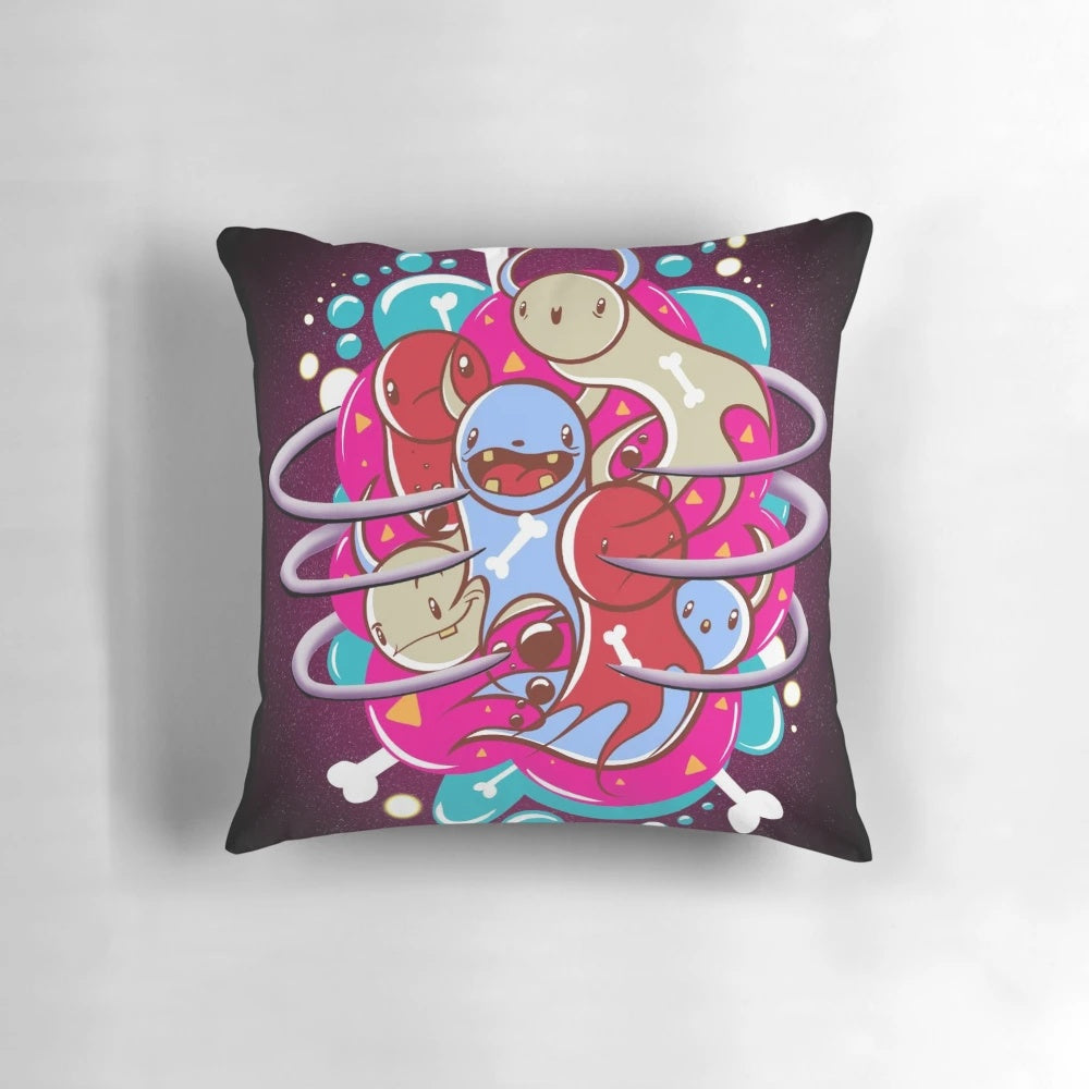 Vibrant 'You've Got Guts' Kirby-inspired pop art pillow featuring bold graffiti-style graphics and vintage cartoon aesthetics.