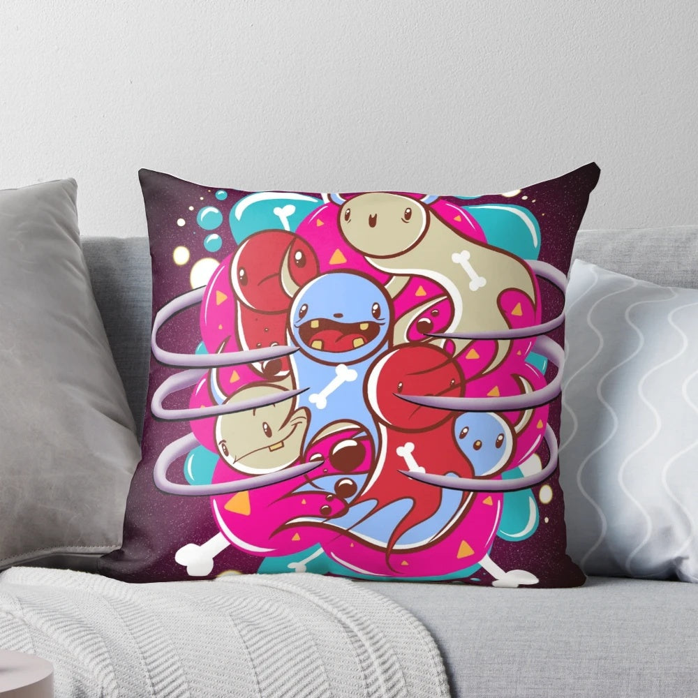 Vibrant 'You've Got Guts' Kirby-inspired pop art pillow featuring bold graffiti-style graphics and vintage cartoon aesthetics.