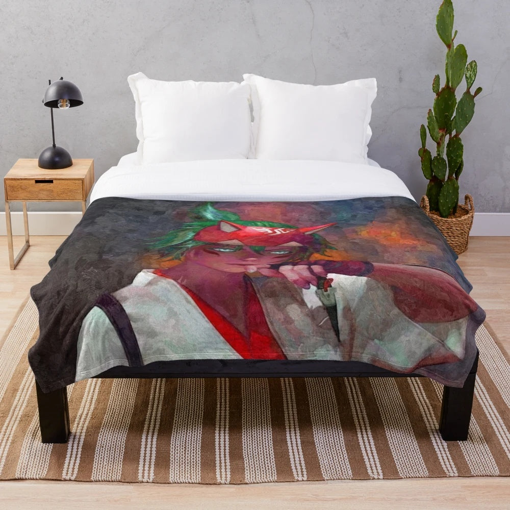 Kiriko inspired plush blanket featuring the game healer character