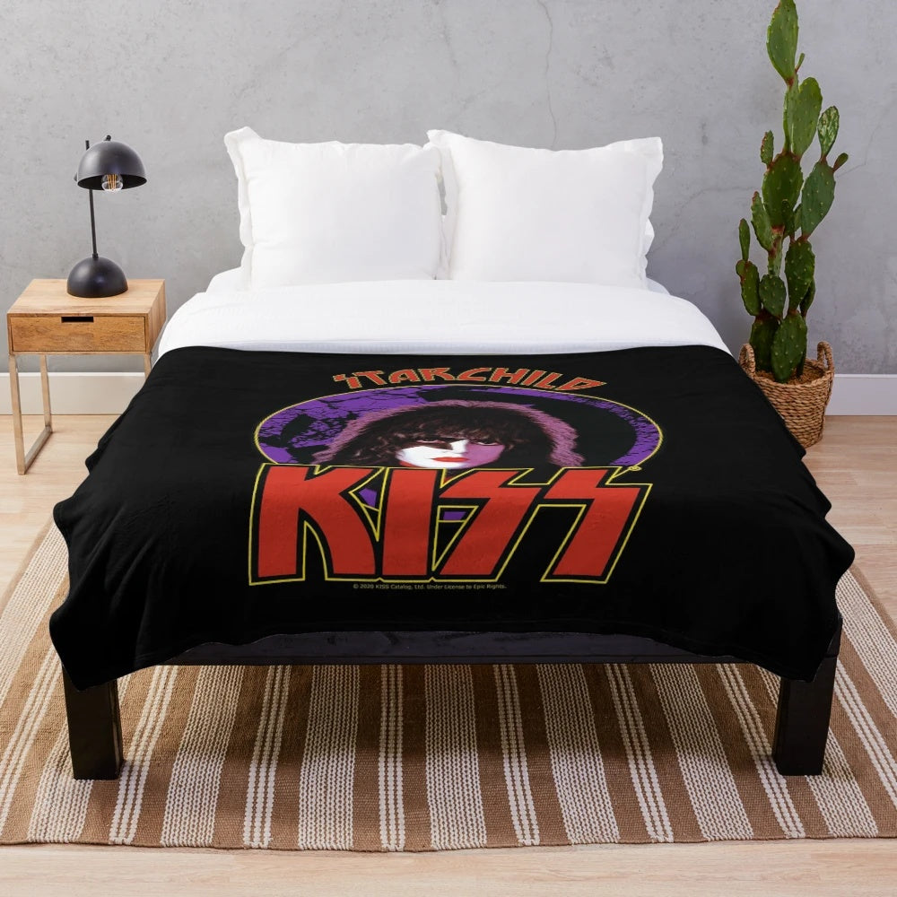 KISS-inspired Starchild design plush blanket