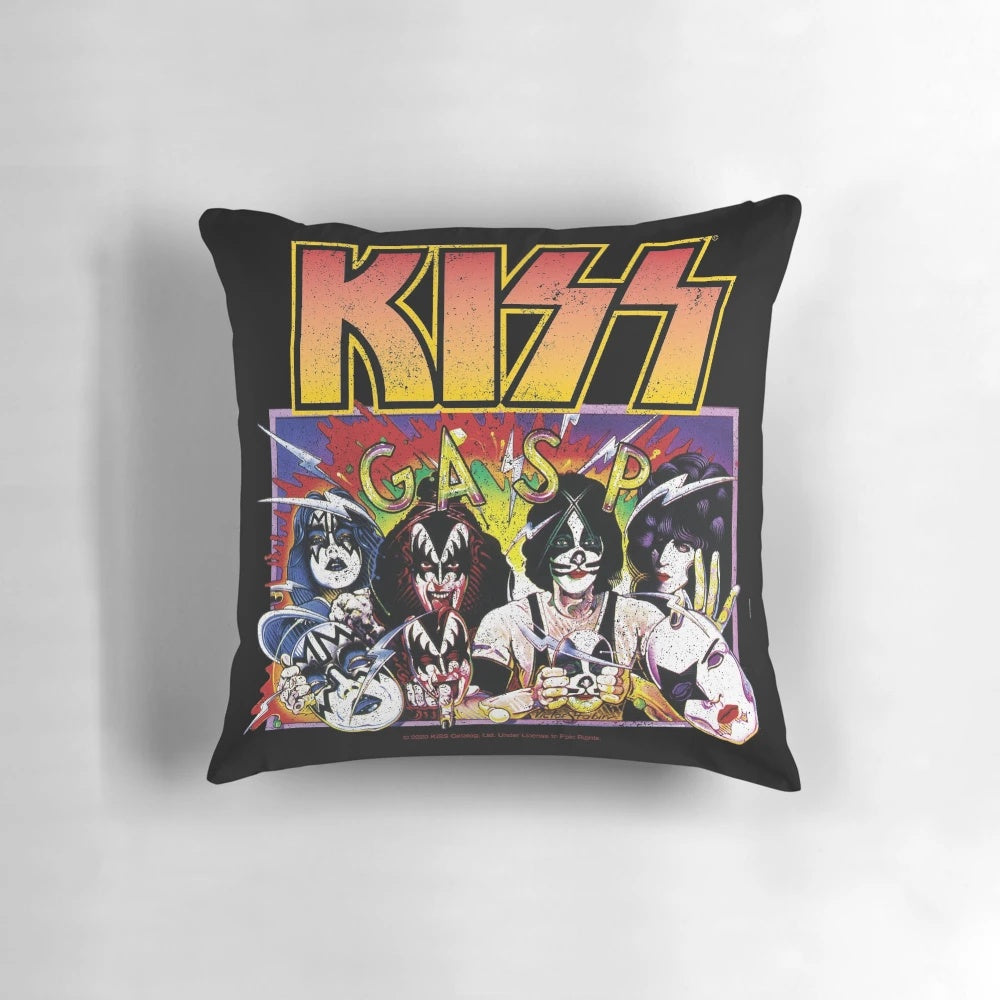 KISS band-inspired unmasked poster art pillow