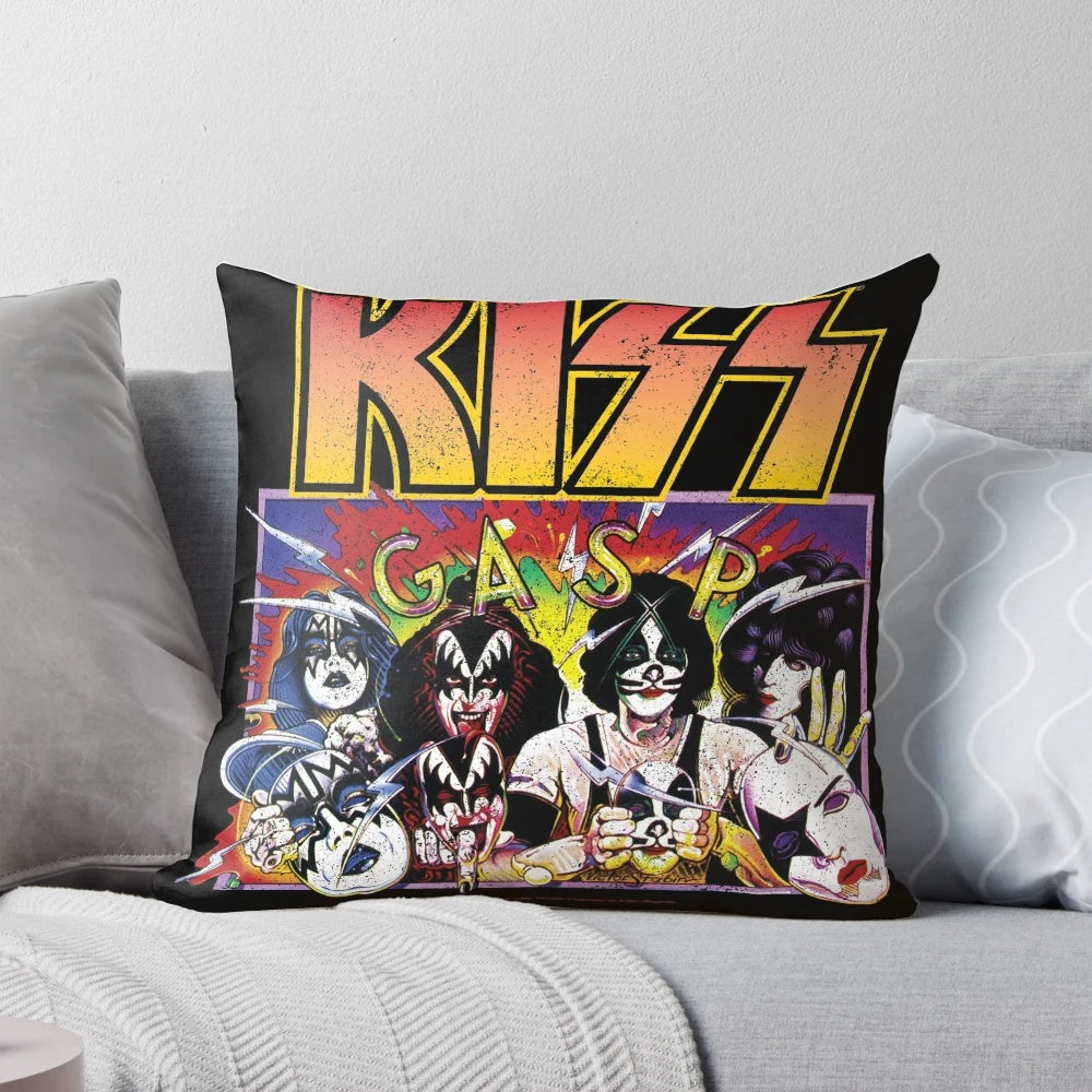 KISS band-inspired unmasked poster art pillow