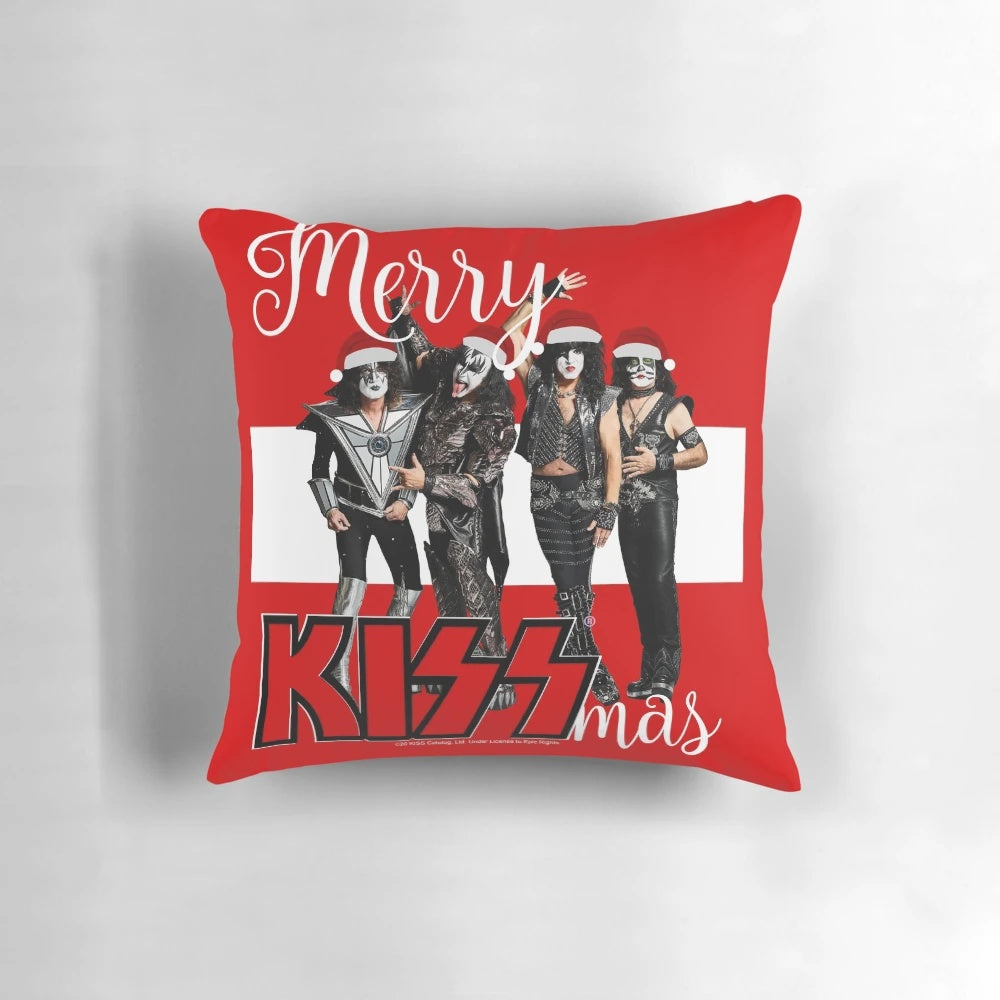 KISS Merry KISSmas 2020 Pillow featuring the iconic KISS band logo and festive holiday design