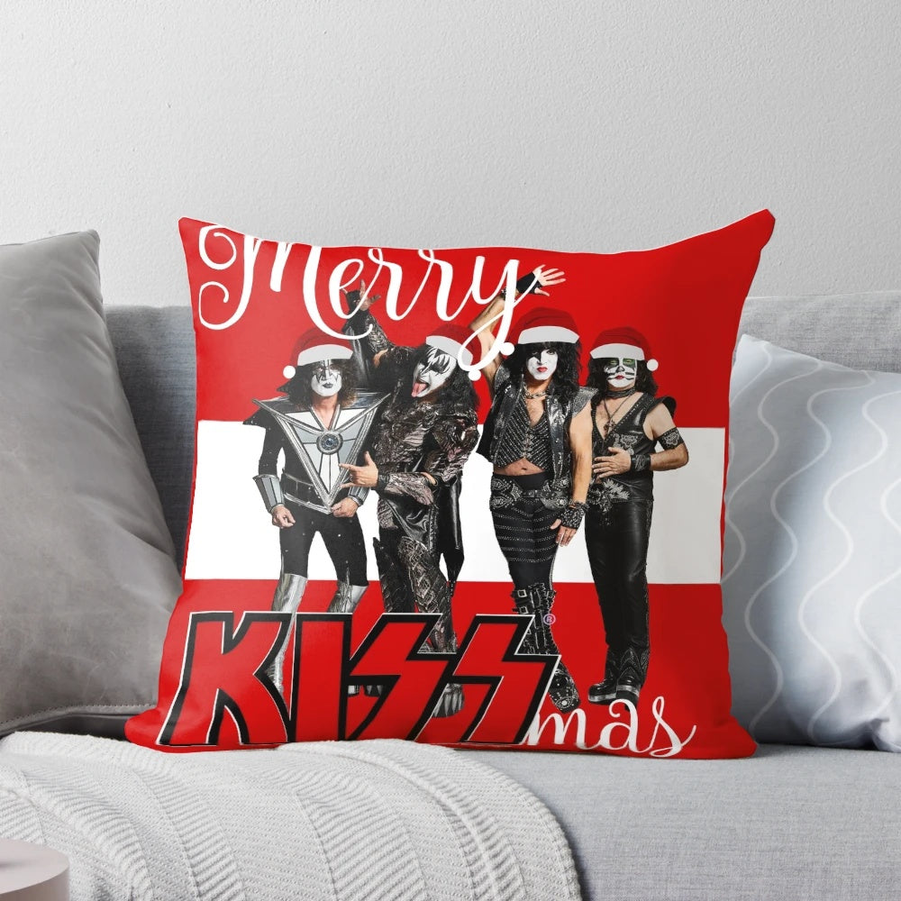 KISS Merry KISSmas 2020 Pillow featuring the iconic KISS band logo and festive holiday design