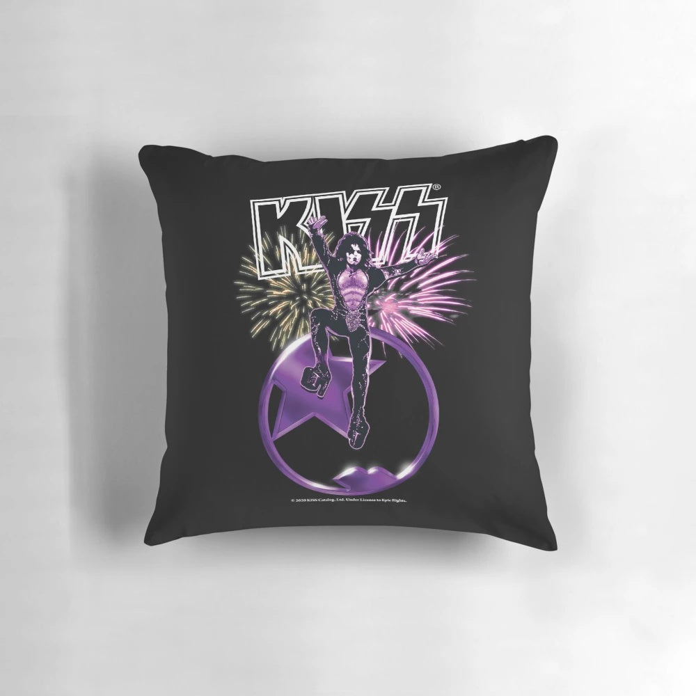 A plush Kiss Starchild pillow featuring the iconic logo and design