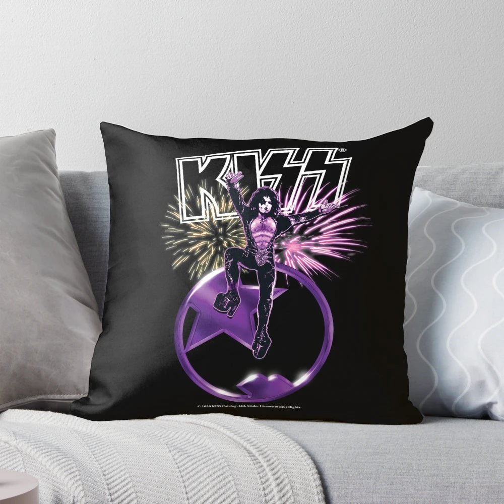 A plush Kiss Starchild pillow featuring the iconic logo and design