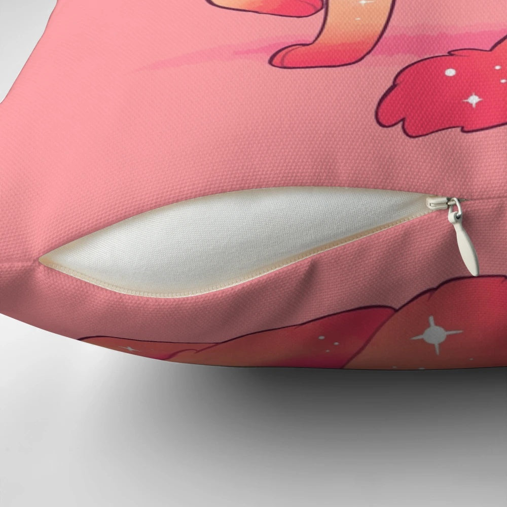 Soft and plush kitsune fox pillow in pink and white colors, with a "You are capable of handling whatever" message for mental health and self-care.