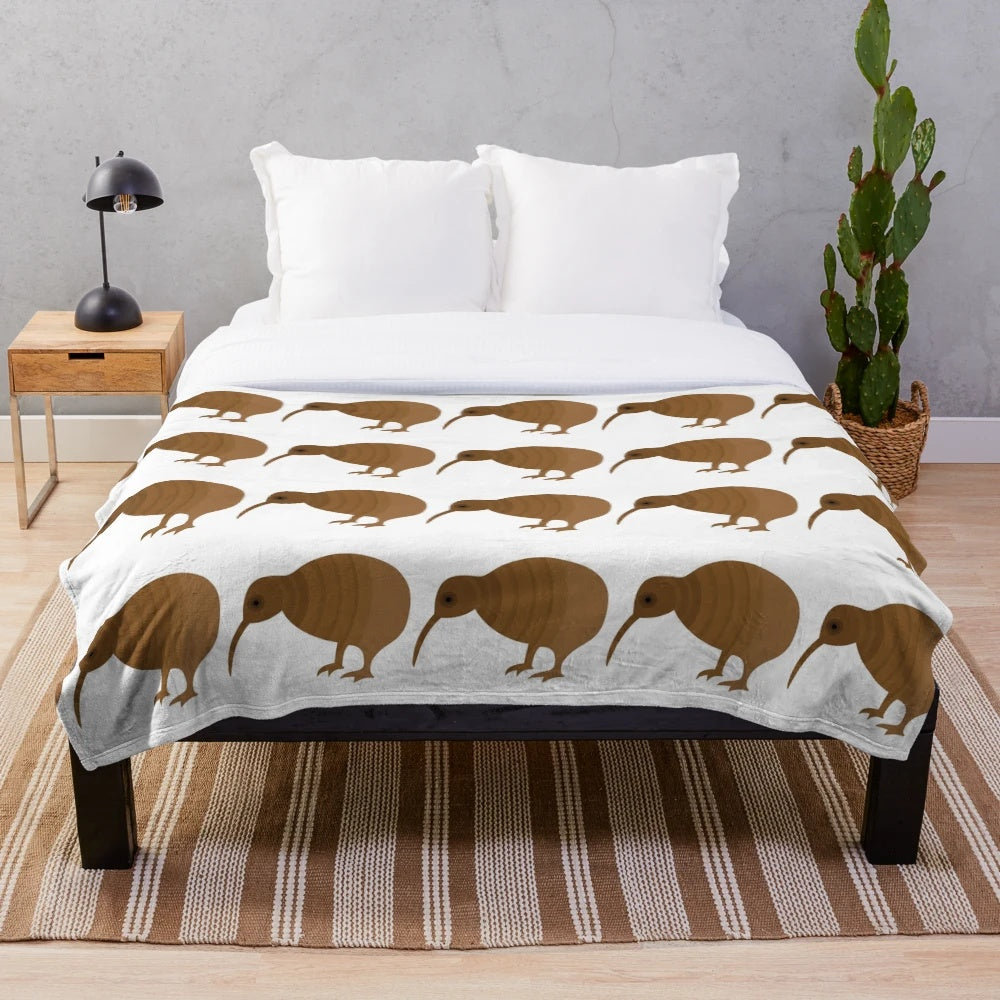 Kiwi-inspired plush blanket featuring legendary animals design