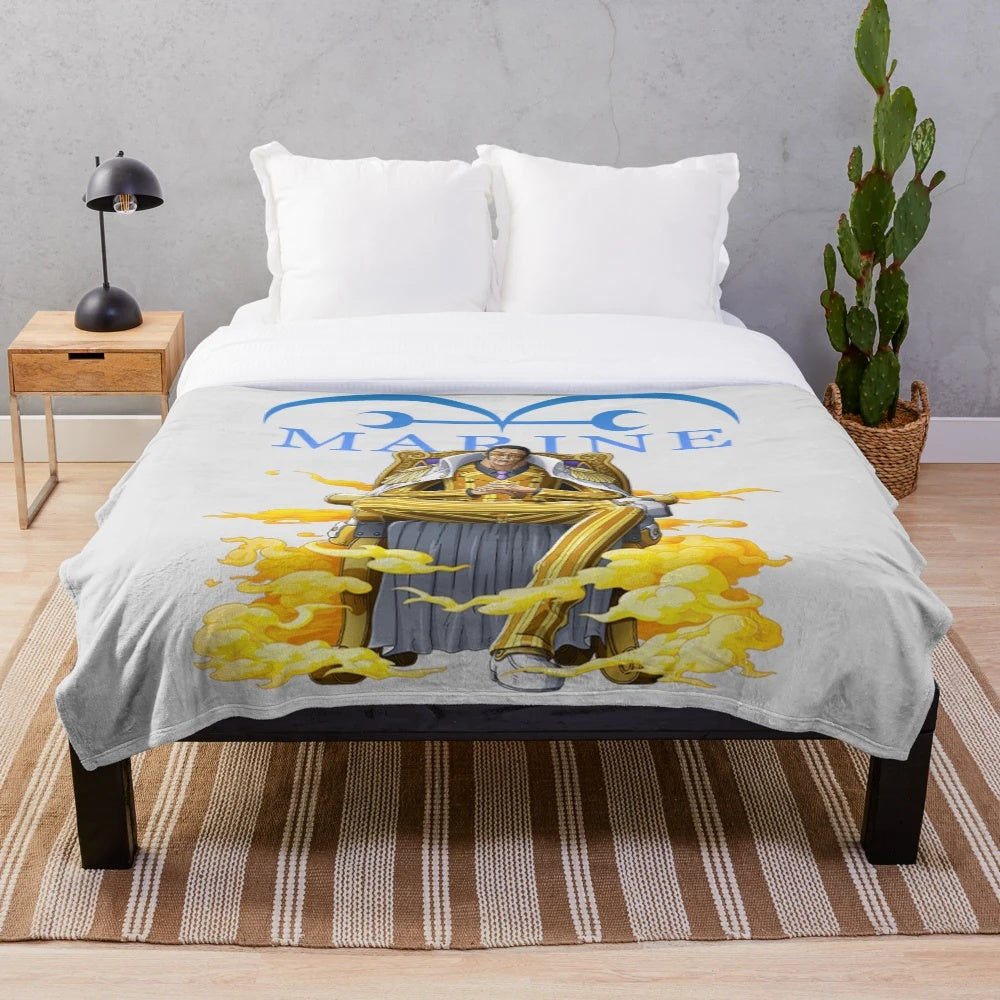Kizaru Borsalino inspired plush blanket featuring characters from the popular anime One Piece