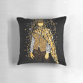 Klimt Eastwood Art Nouveau Pillow featuring a yellow and gold design inspired by the iconic film The Good, The Bad, and The Ugly