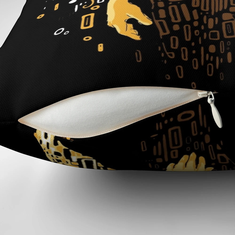Klimt Eastwood Art Nouveau Pillow featuring a yellow and gold design inspired by the iconic film The Good, The Bad, and The Ugly