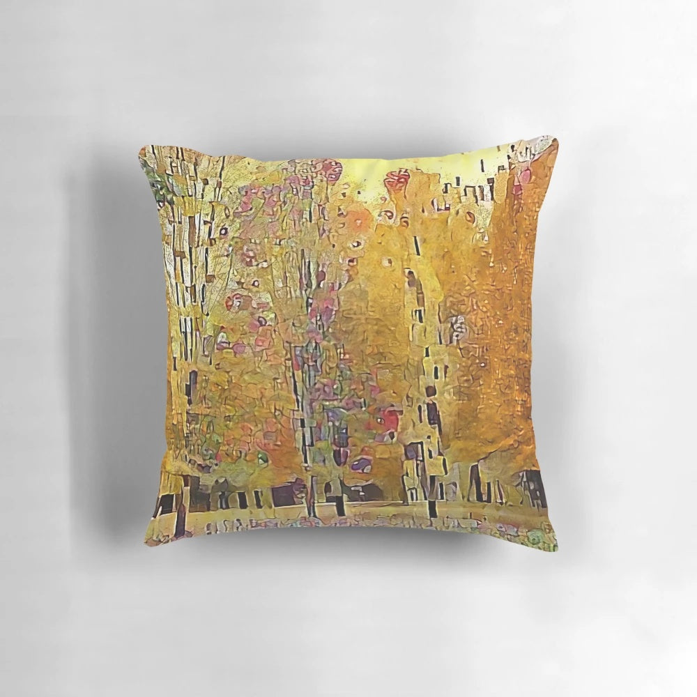 Klimt Trees Decorative Throw Pillow with Vibrant Colors and Artistic Design