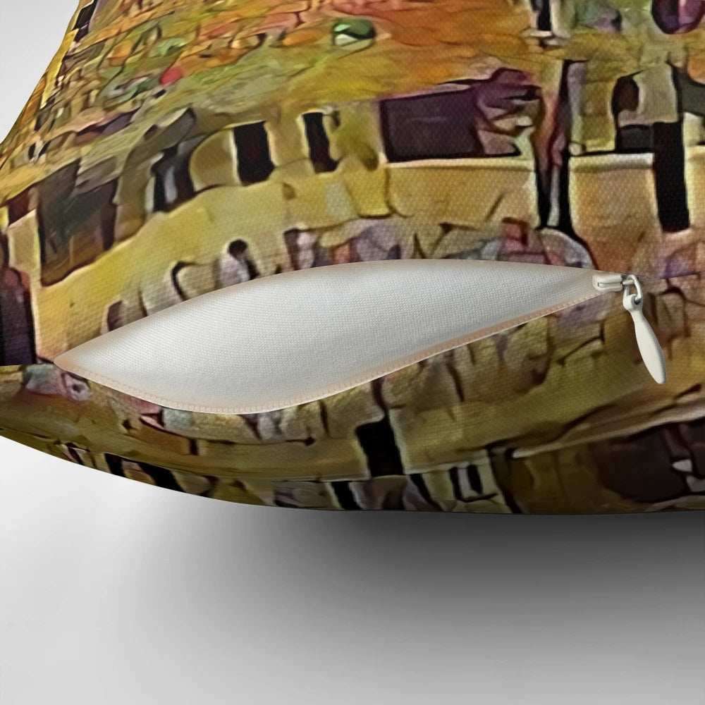Klimt Trees Decorative Throw Pillow with Vibrant Colors and Artistic Design