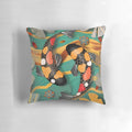 Koi Watergarden Jade Pillow featuring a serene design of koi fish swimming in a jade-colored water garden
