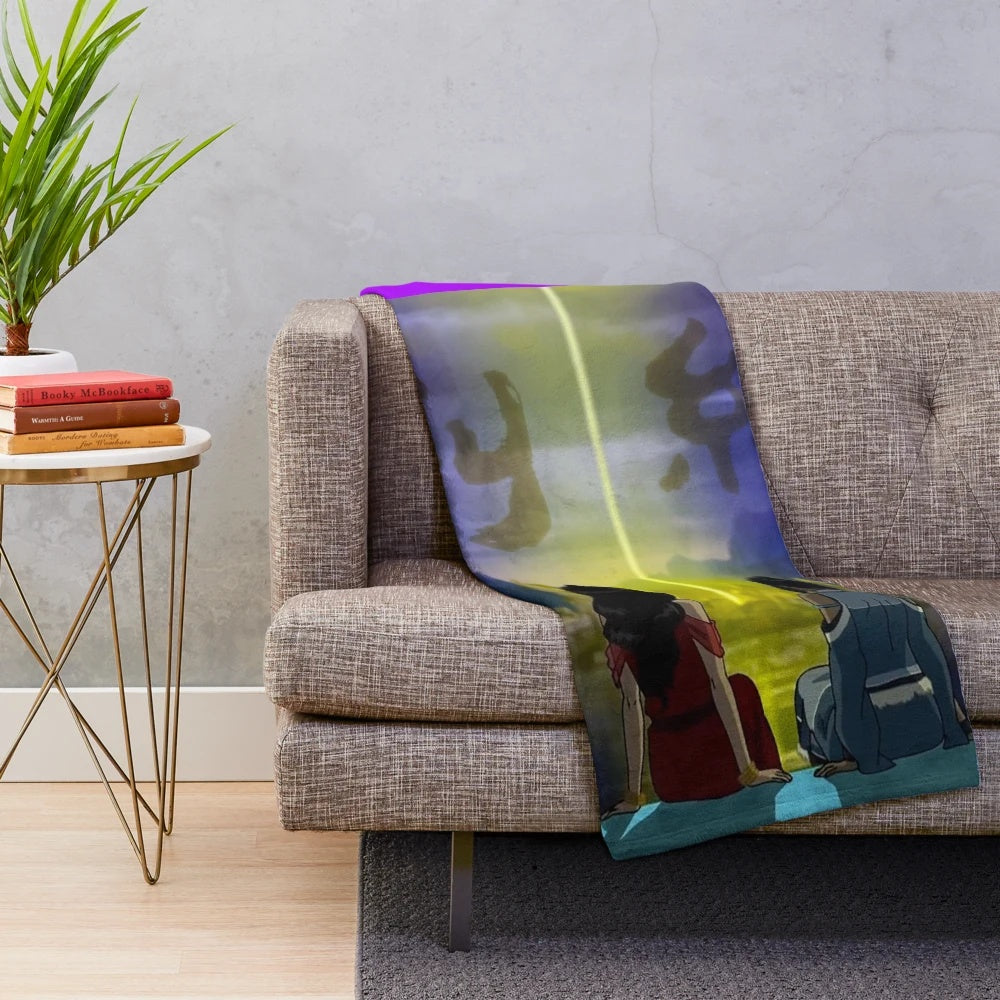 Korrasami inspired plush blanket with end credits artwork from Avatar: The Legend of Korra