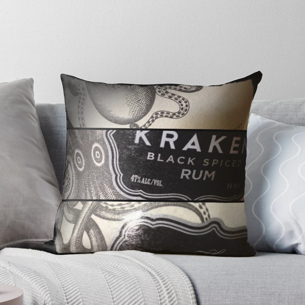Soft and plush Kraken-inspired pillow with ocean and sea creature design