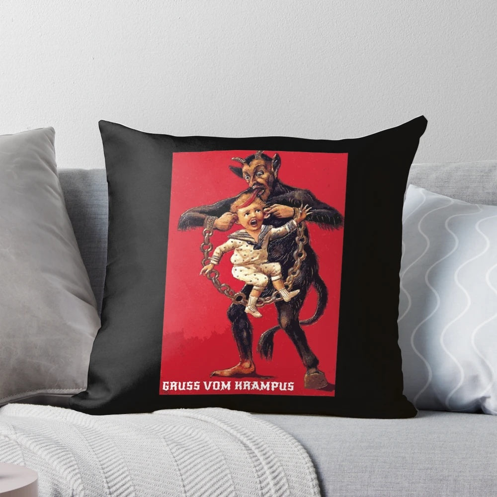Krampus Christmas Pillow with Merry Graphic Design for Women