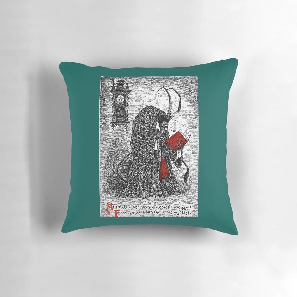 Krampus Christmas Pillow with Scary Krampus Monster Graphic