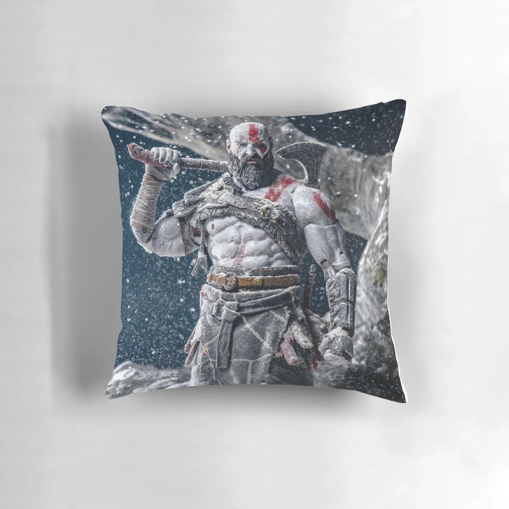 KRATOS Lego-inspired decorative pillow featuring colorful characters and designs