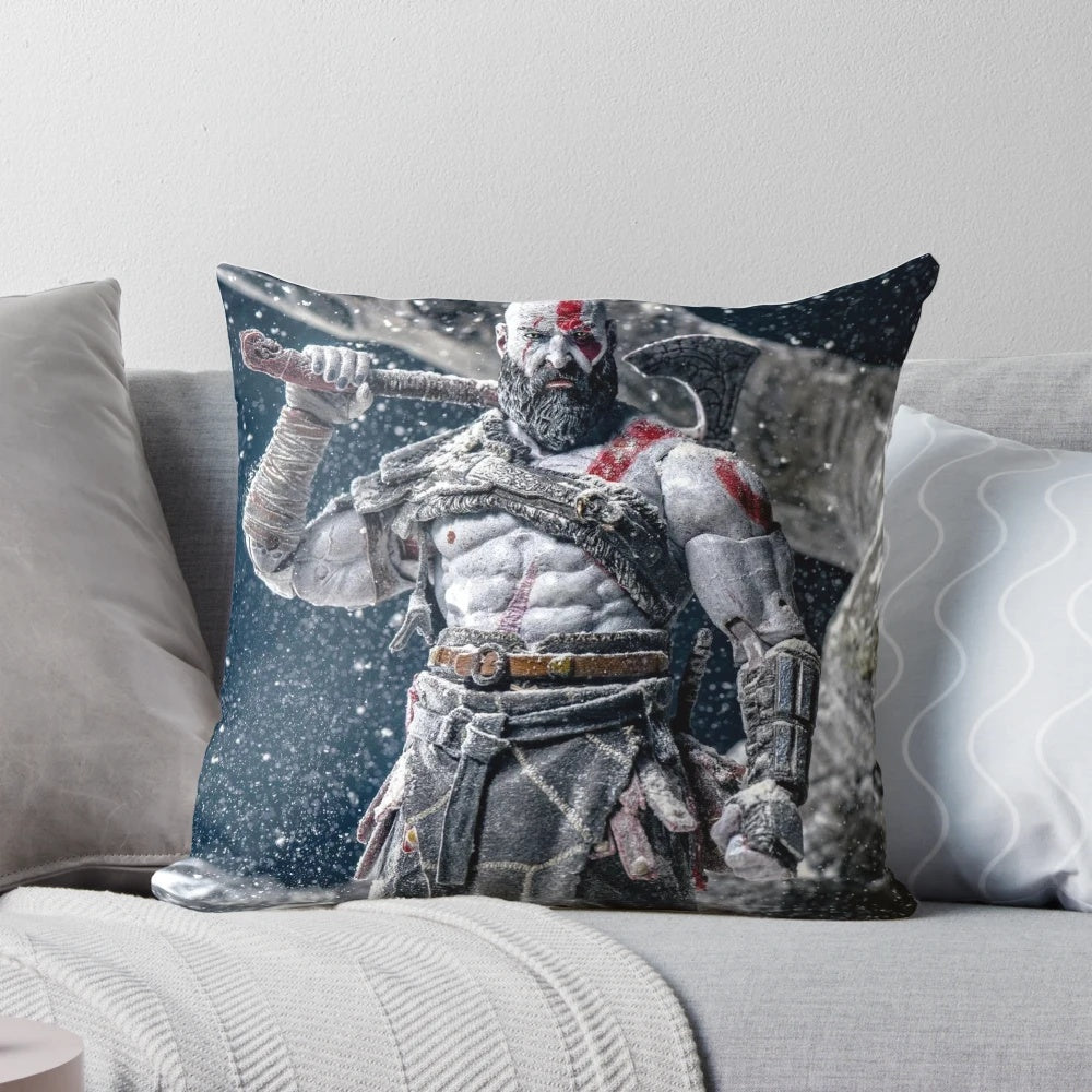 KRATOS Lego-inspired decorative pillow featuring colorful characters and designs