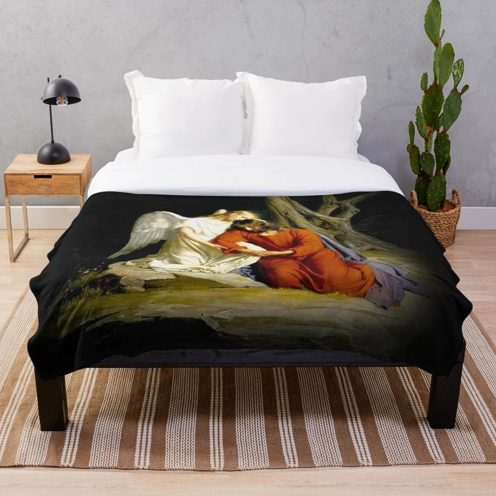Kristus i Getsemane 1873 by Carl Heinrich Bloch - Plush Blanket with Beautiful Christian Artwork