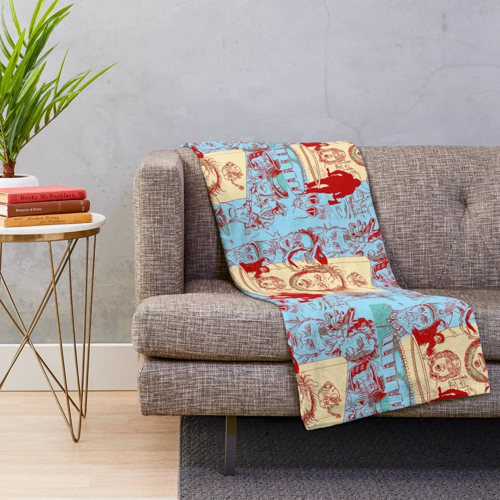 Kubrick inspired plush blanket featuring iconic film imagery