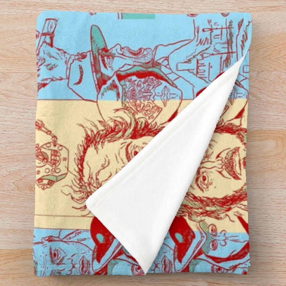 Kubrick inspired plush blanket featuring iconic film imagery