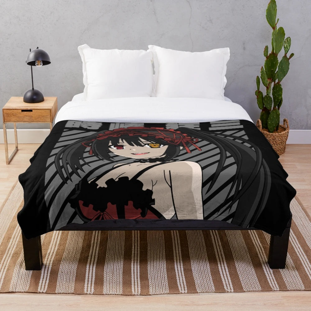 Kurumi Tokisaki inspired plush blanket with date a live character design