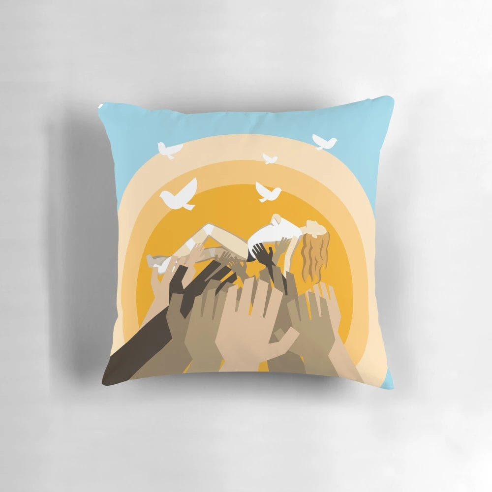 Colorful flat pillow featuring Kylie Minogue in her "All the Lovers" music video