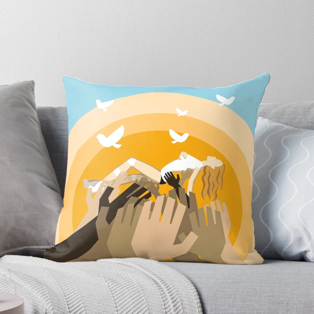 Colorful flat pillow featuring Kylie Minogue in her "All the Lovers" music video